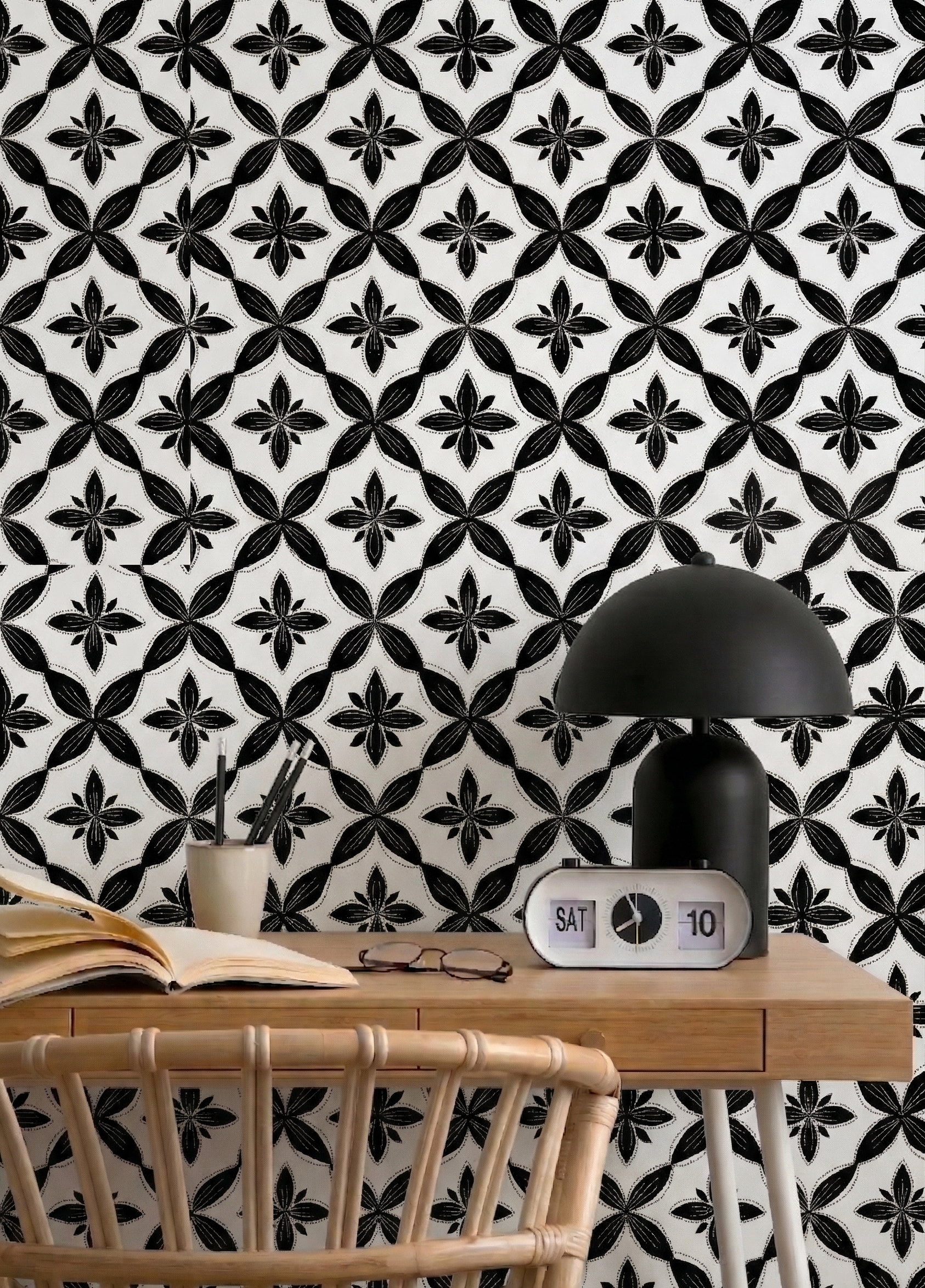 Black and White Floral Ornaments