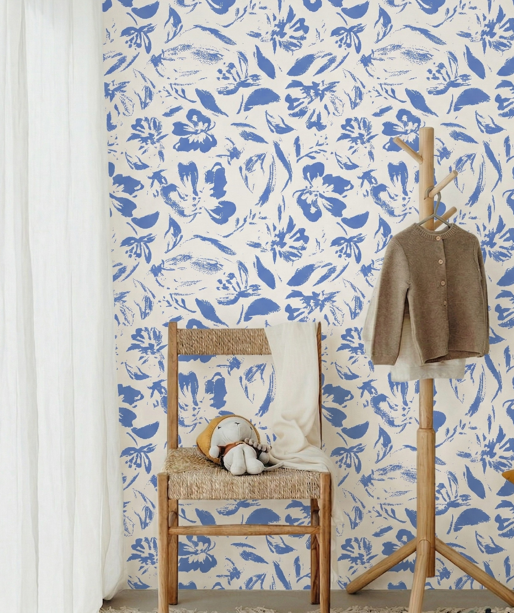 Blue Hand Painted Flowers