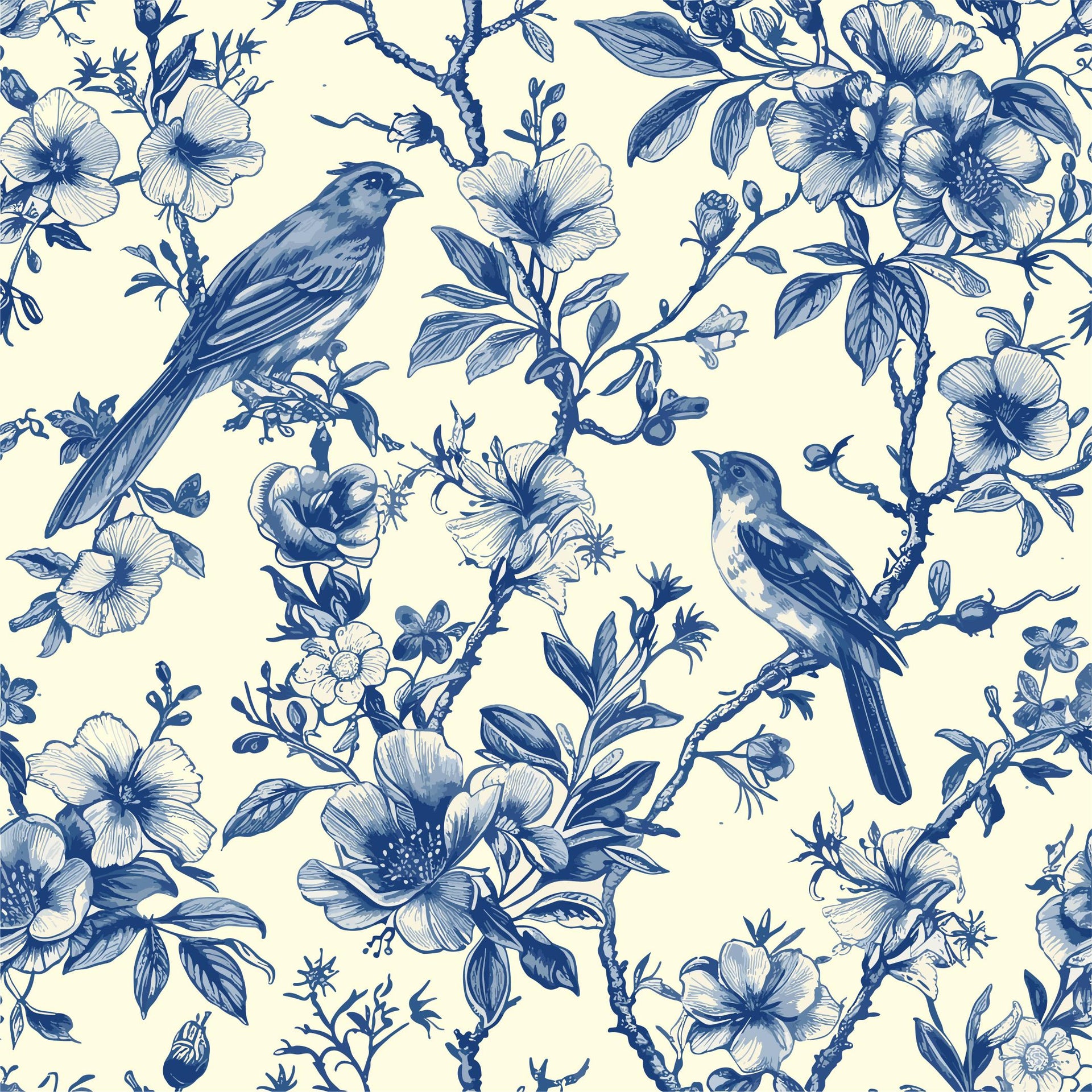 Blue Birds Toile de jouy