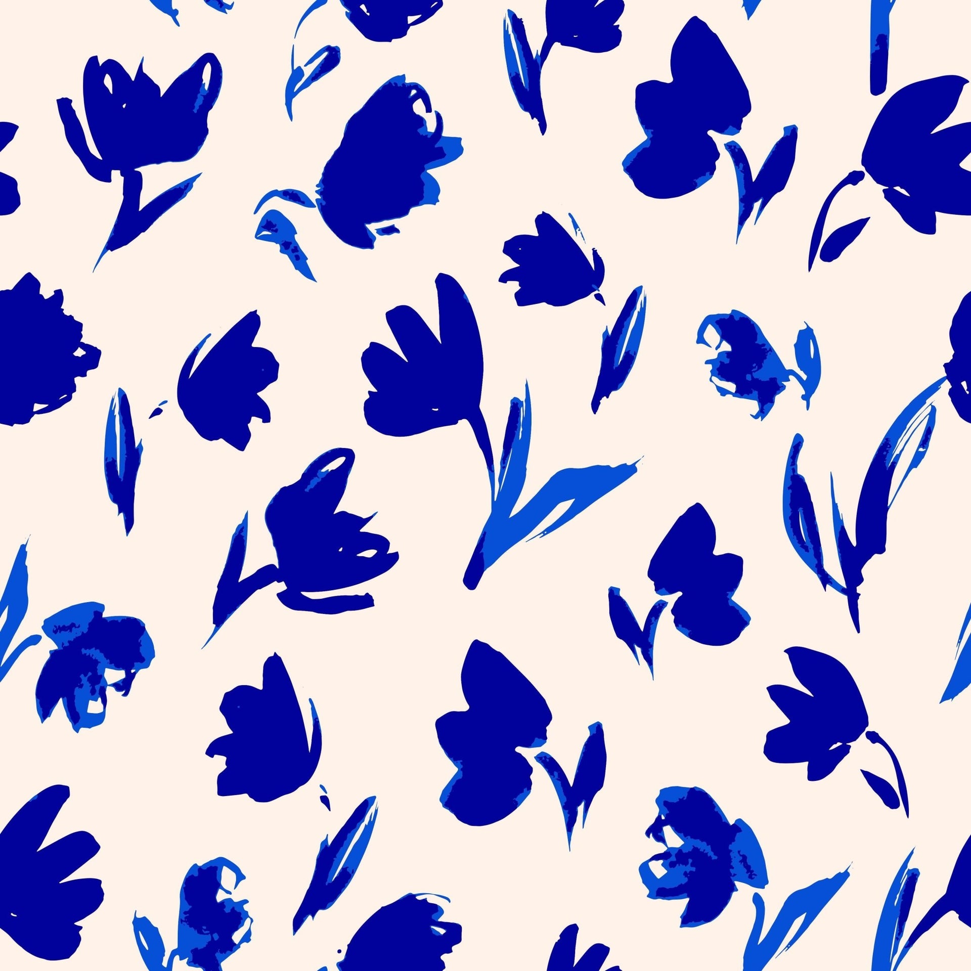 Blue Hand Painted Flowers - Tomono