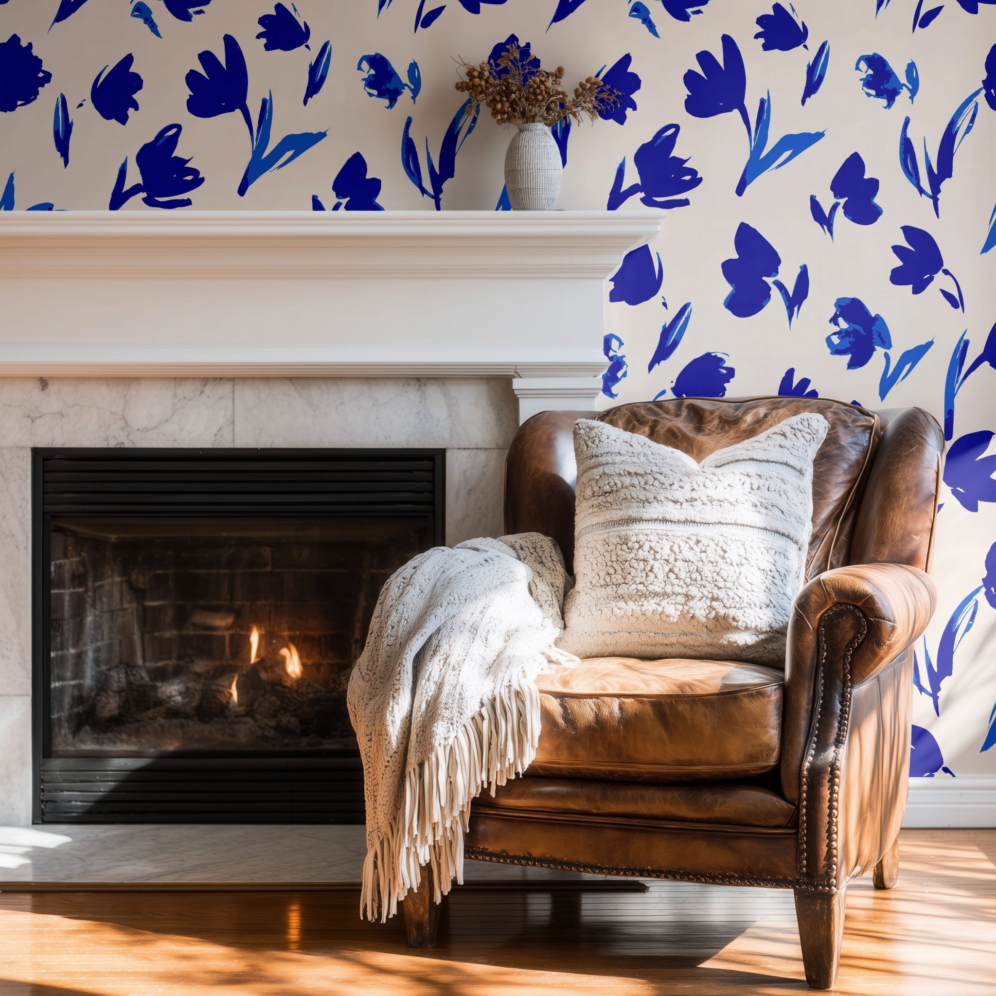 Blue Hand Painted Flowers - Tomono