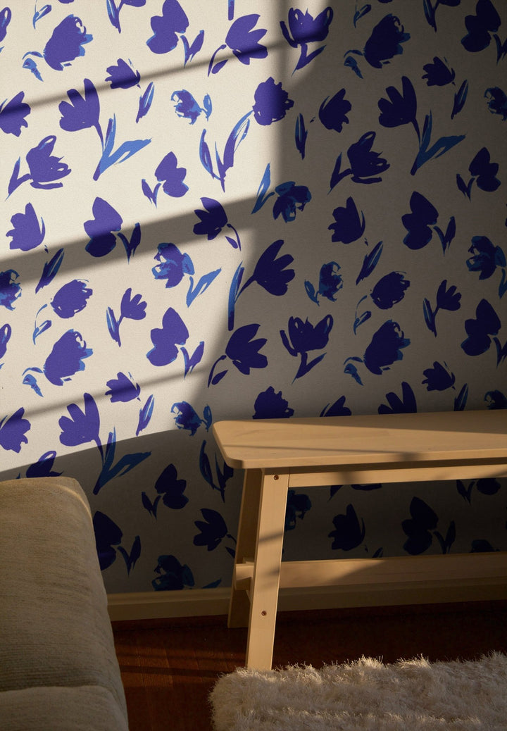 Blue Hand Painted Flowers - Tomono