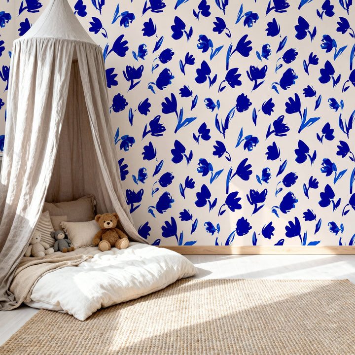 Blue Hand Painted Flowers - Tomono