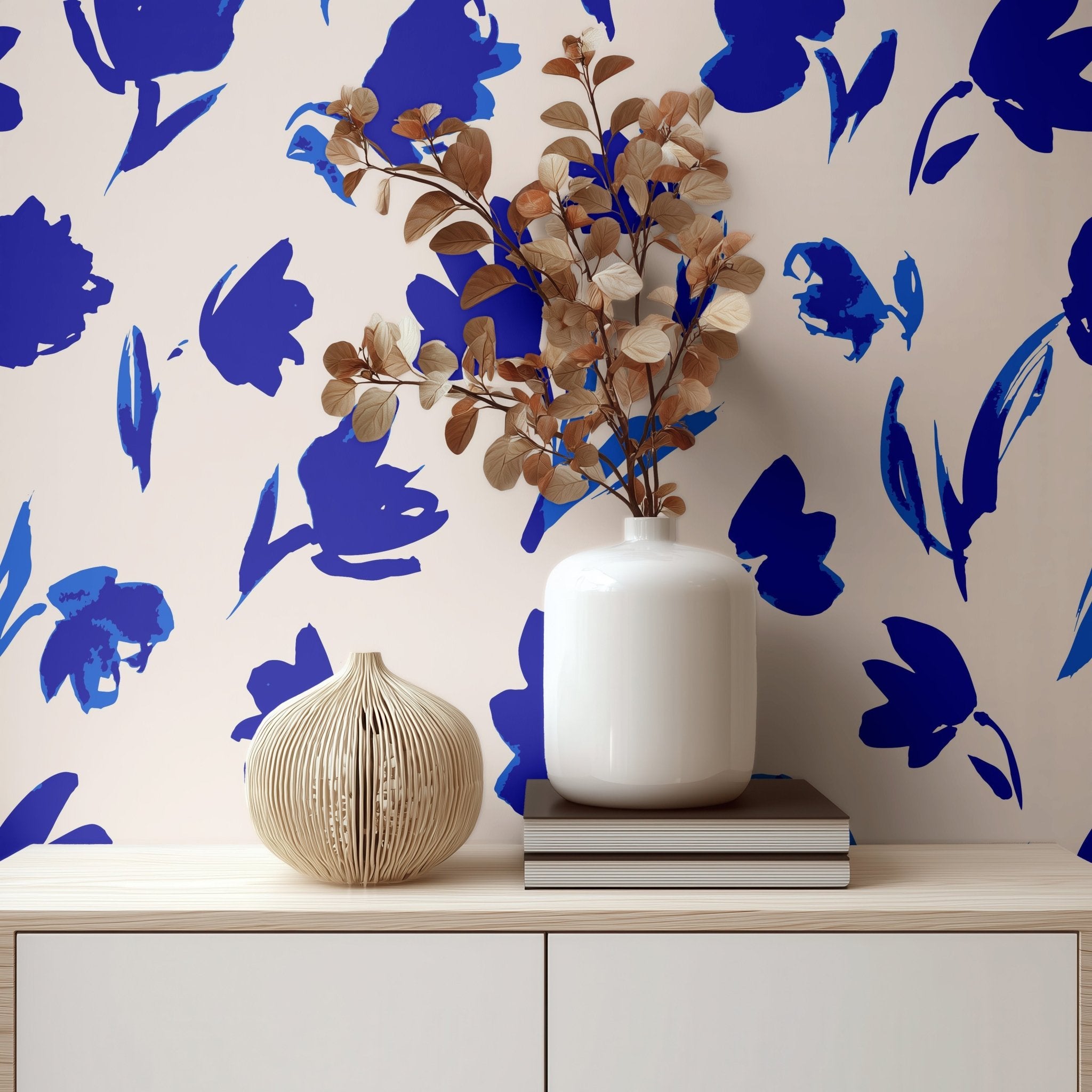 Blue Hand Painted Flowers - Tomono