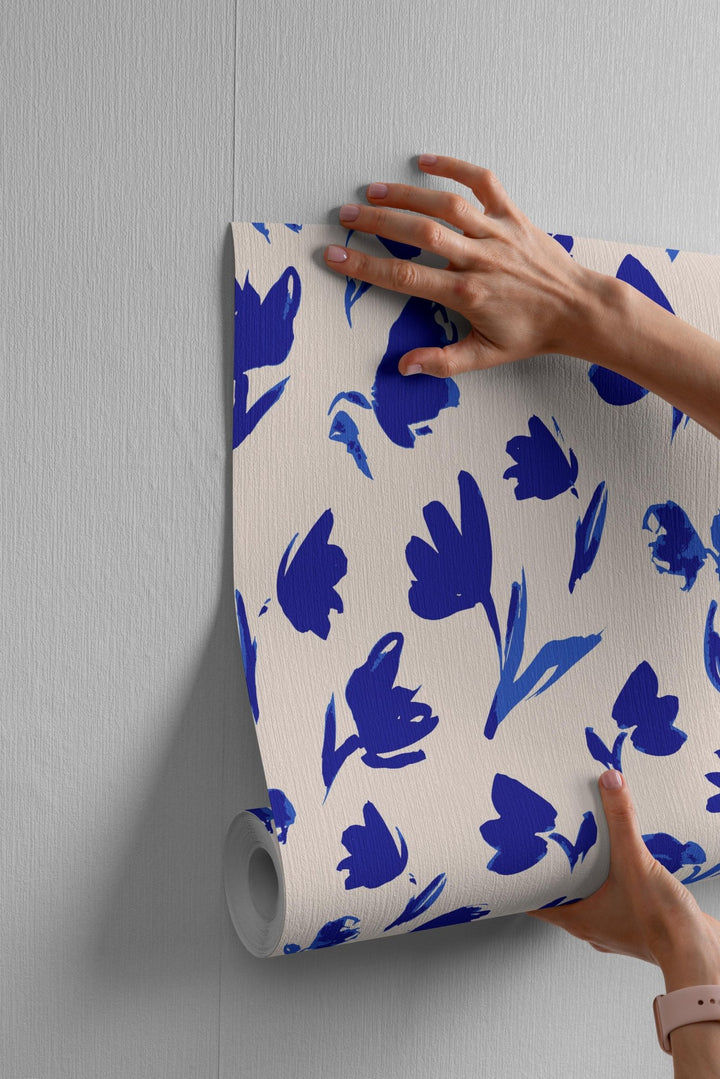 Blue Hand Painted Flowers - Tomono