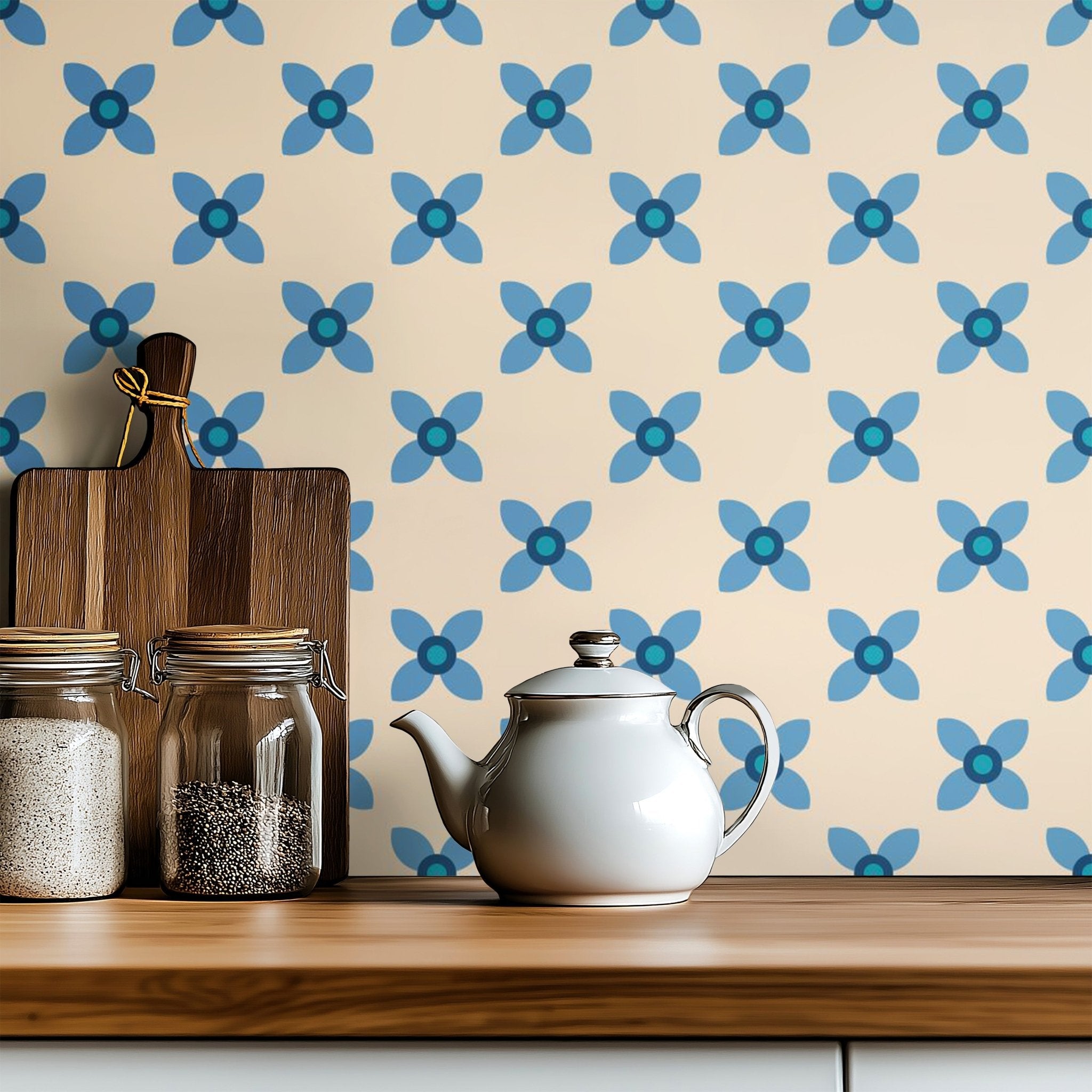 Blue Retro Floral - Tomono