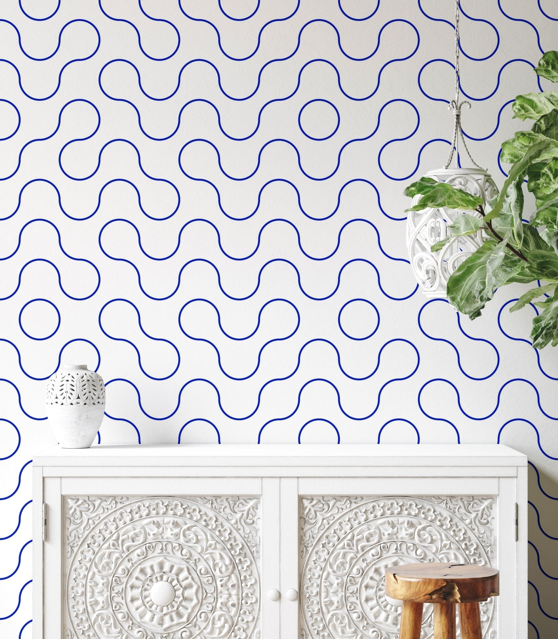 Blue Wavy Outline Shapes - Tomono