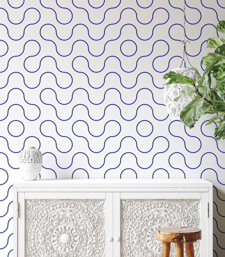 Blue Wavy Outline Shapes - Tomono