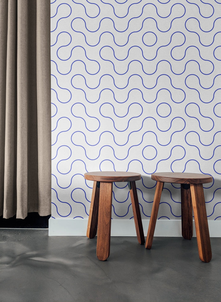 Blue Wavy Outline Shapes - Tomono