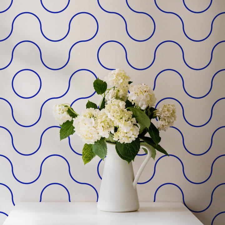 Blue Wavy Outline Shapes - Tomono