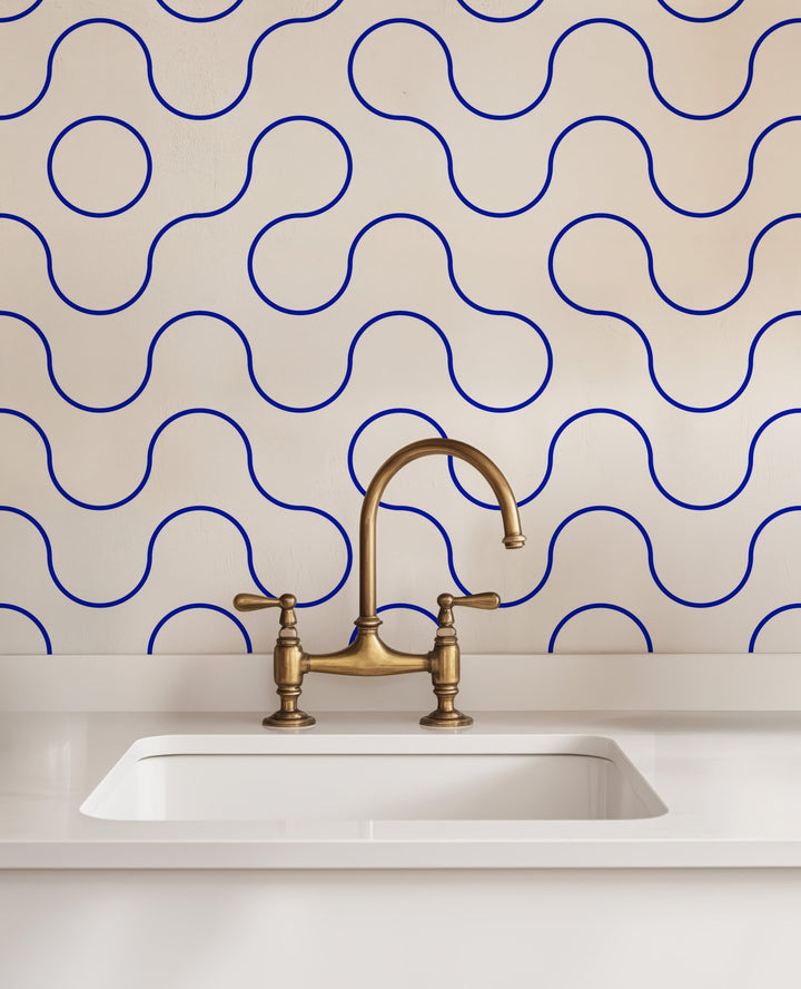 Blue Wavy Outline Shapes - Tomono