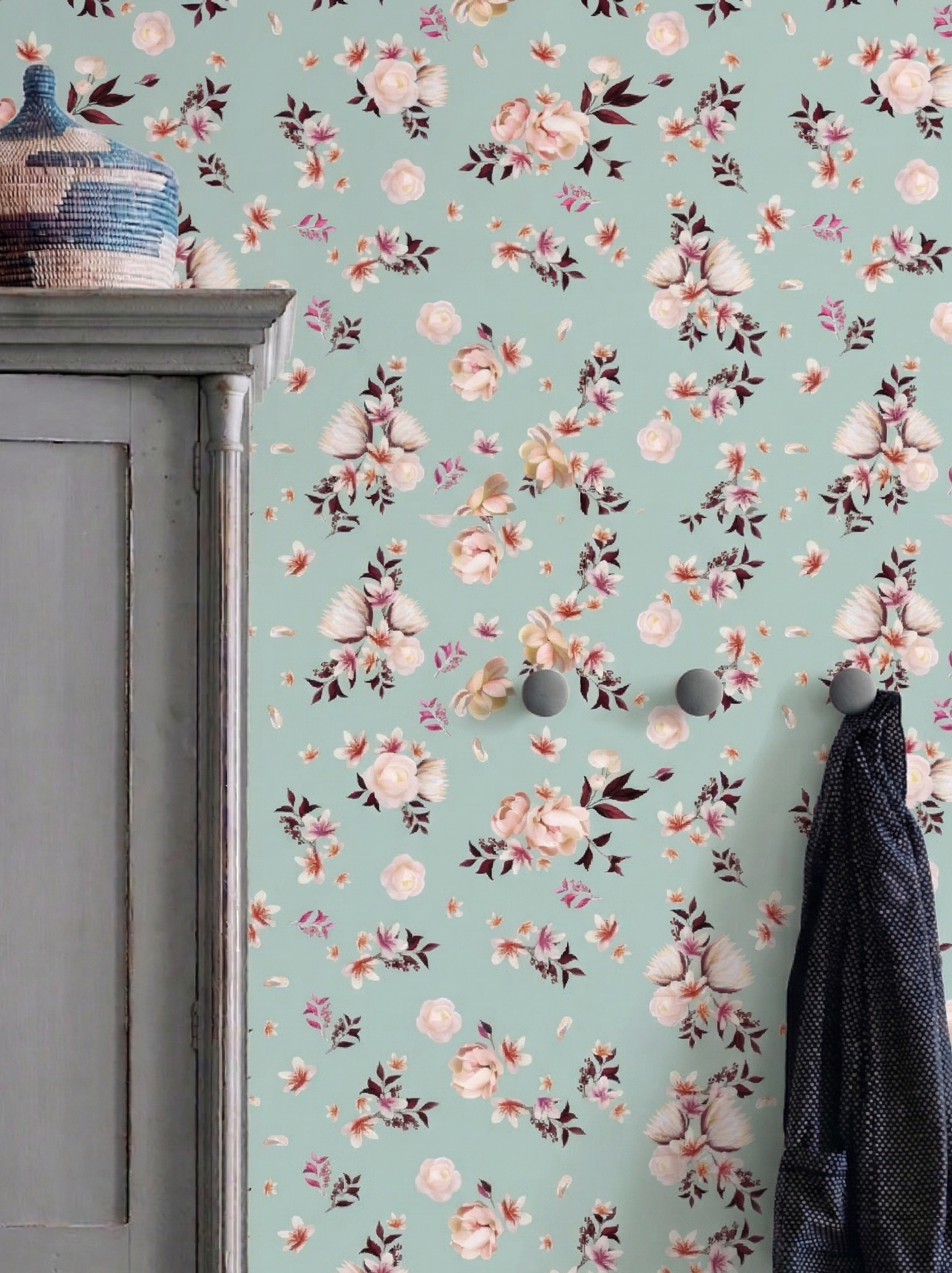 Bright Flowers on Teal