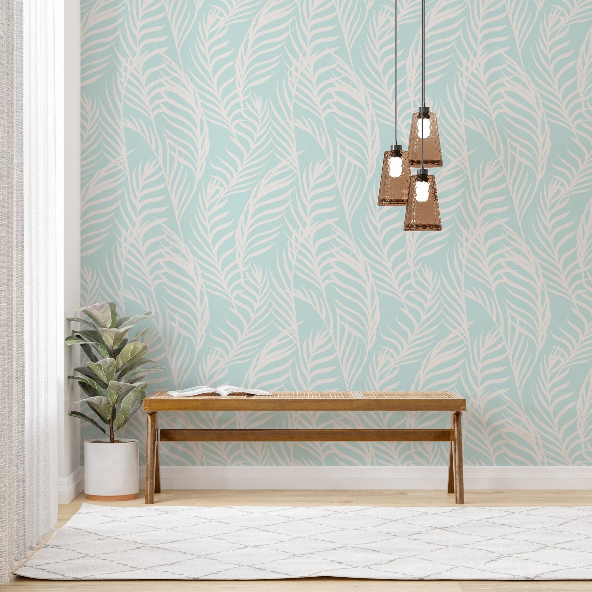 Bright Wavy Palm Leaves - Tomono