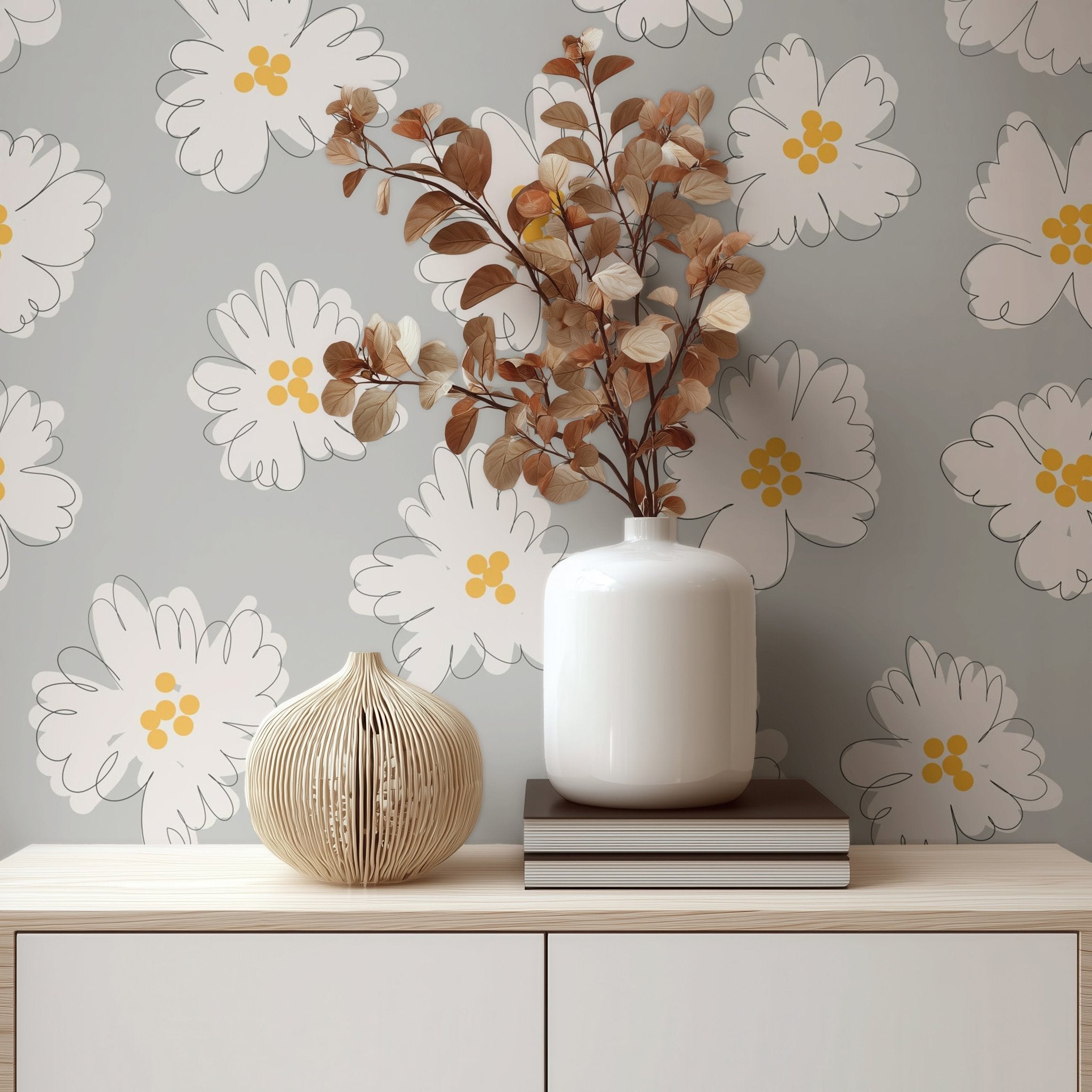 Daisies on Grey - Tomono