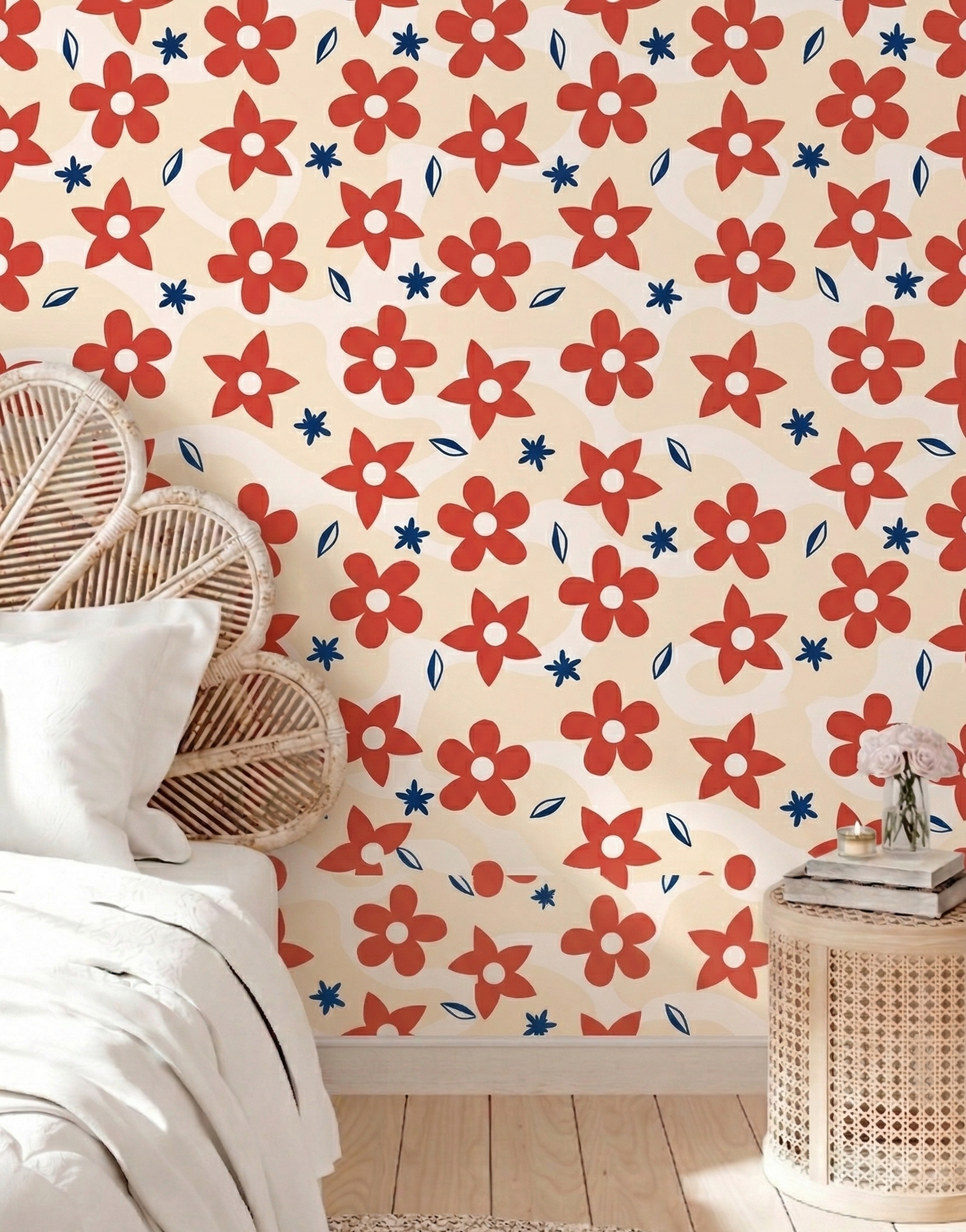Deep Red Floral Pop
