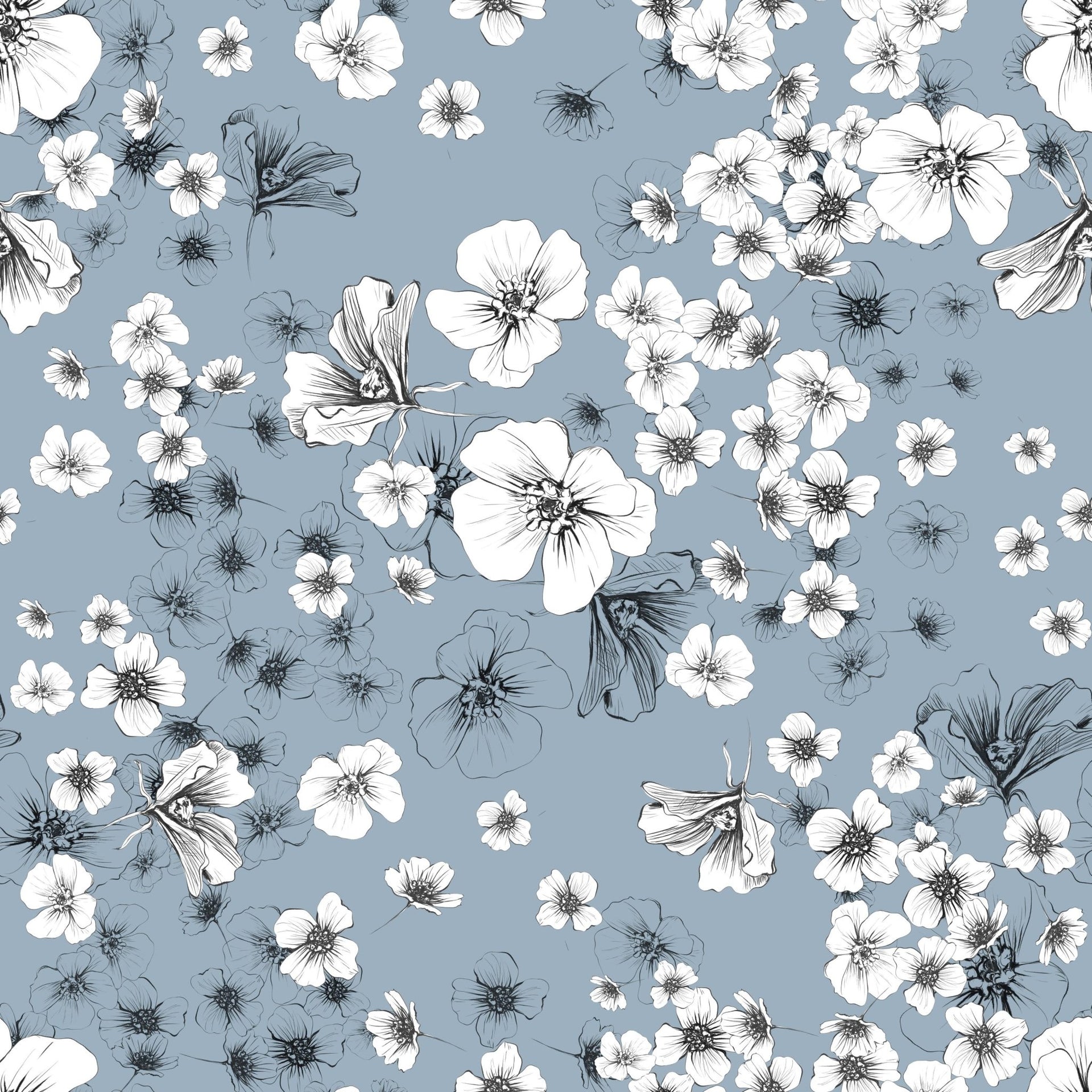 Delicate Gray Flowers - Tomono