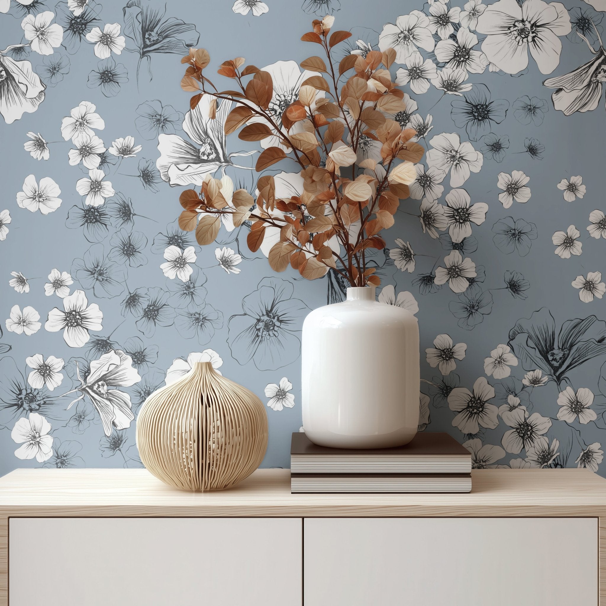 Delicate Gray Flowers - Tomono