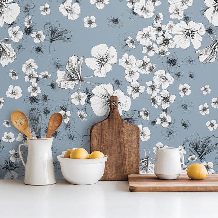 Delicate Gray Flowers - Tomono