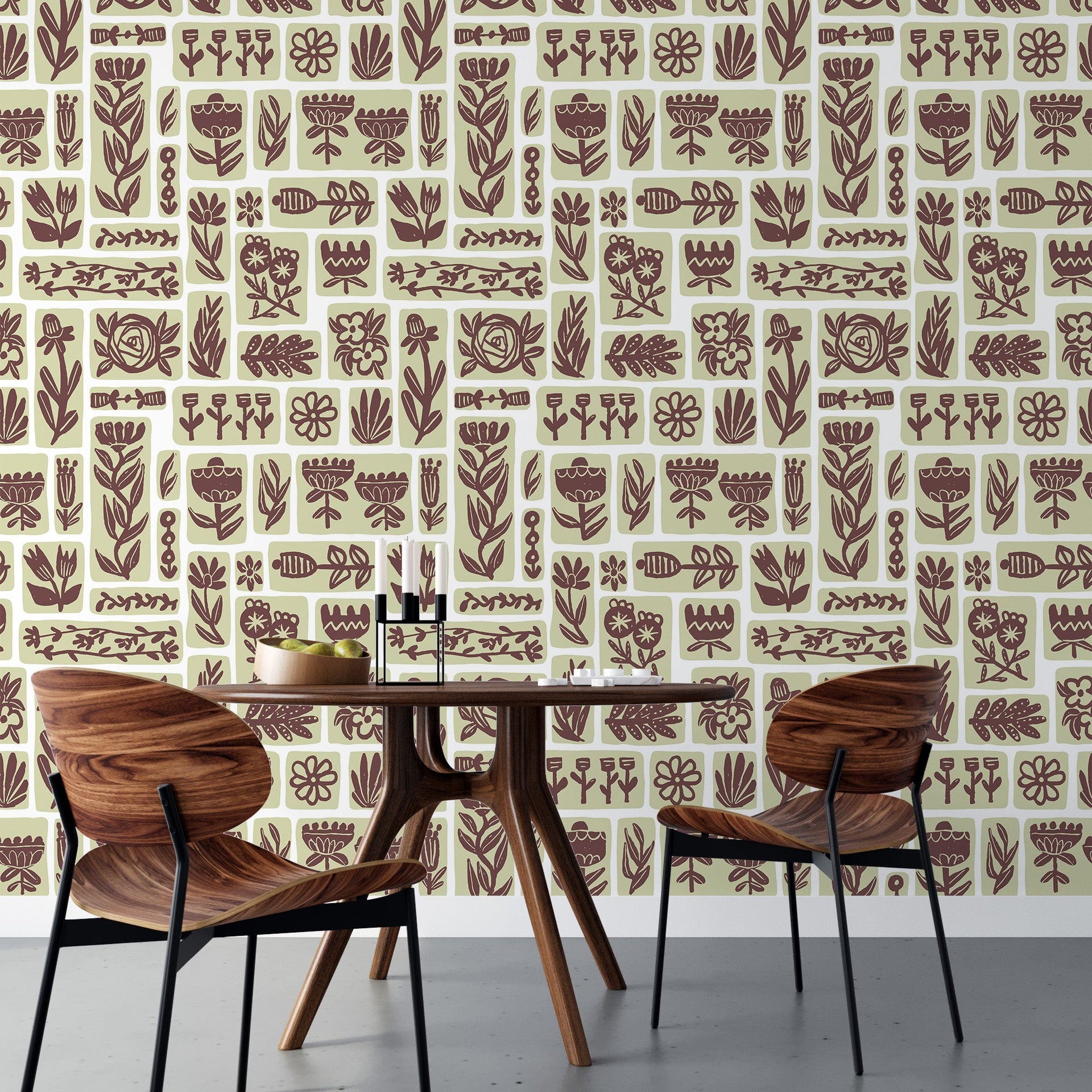 Green Floral Grid - Tomono