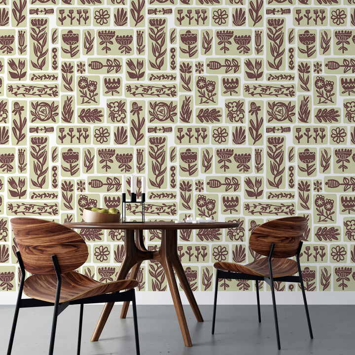 Green Floral Grid - Tomono