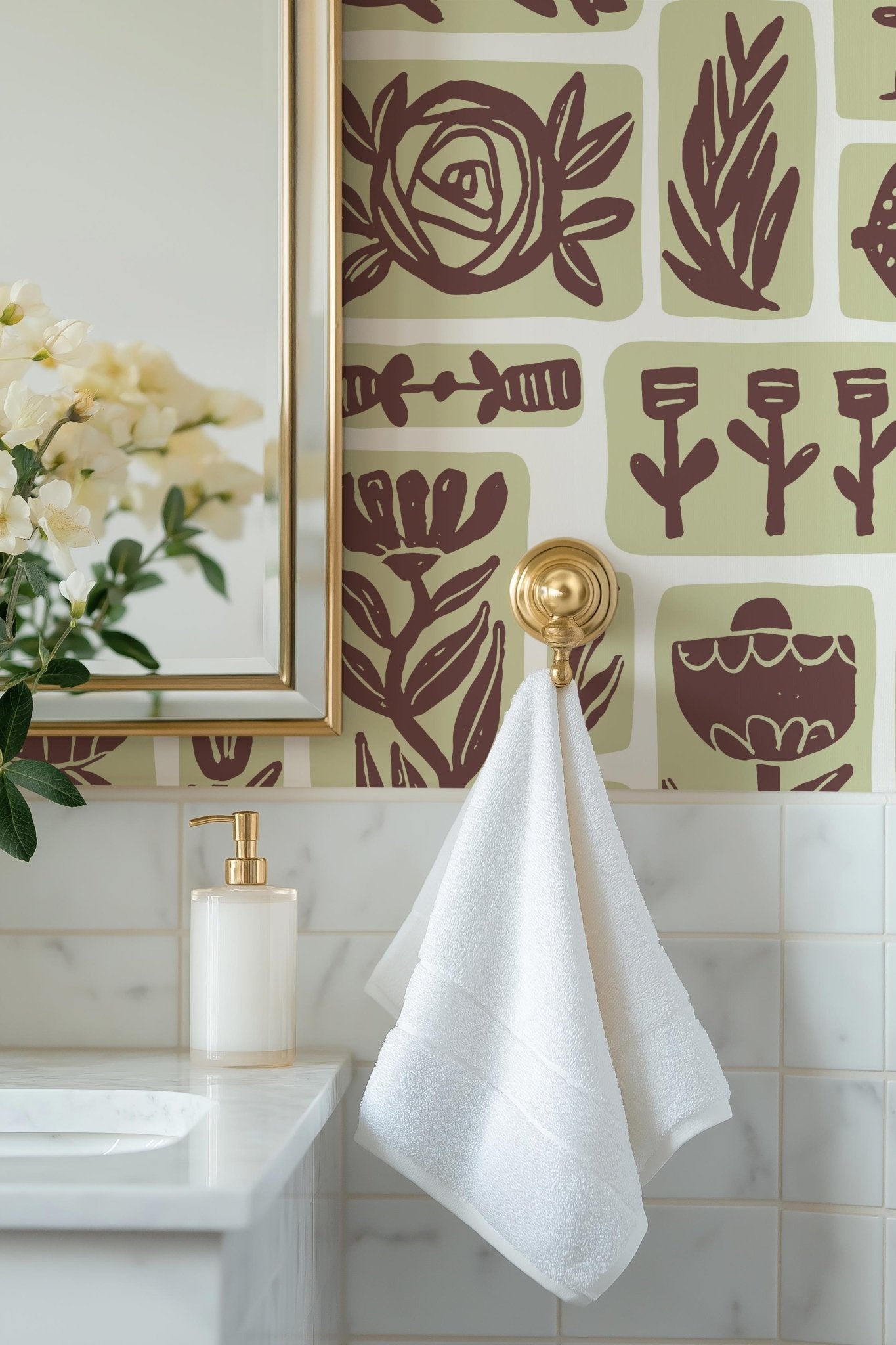 Green Floral Grid - Tomono