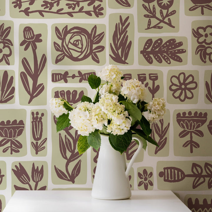 Green Floral Grid - Tomono