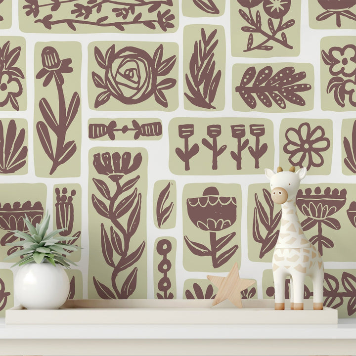 Green Floral Grid - Tomono