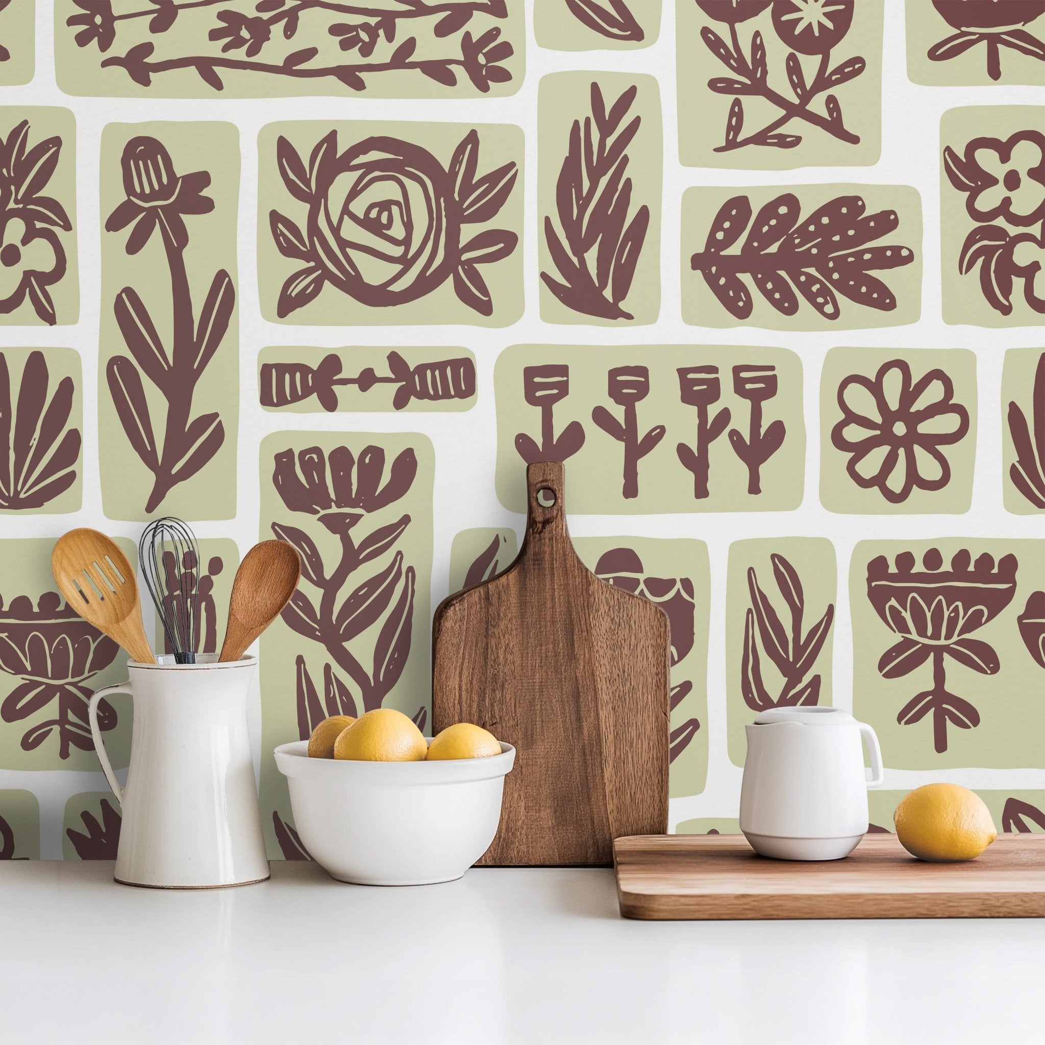 Green Floral Grid - Tomono