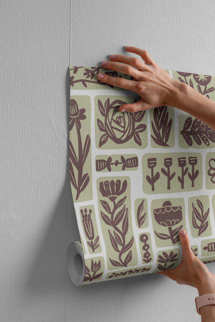 Green Floral Grid - Tomono