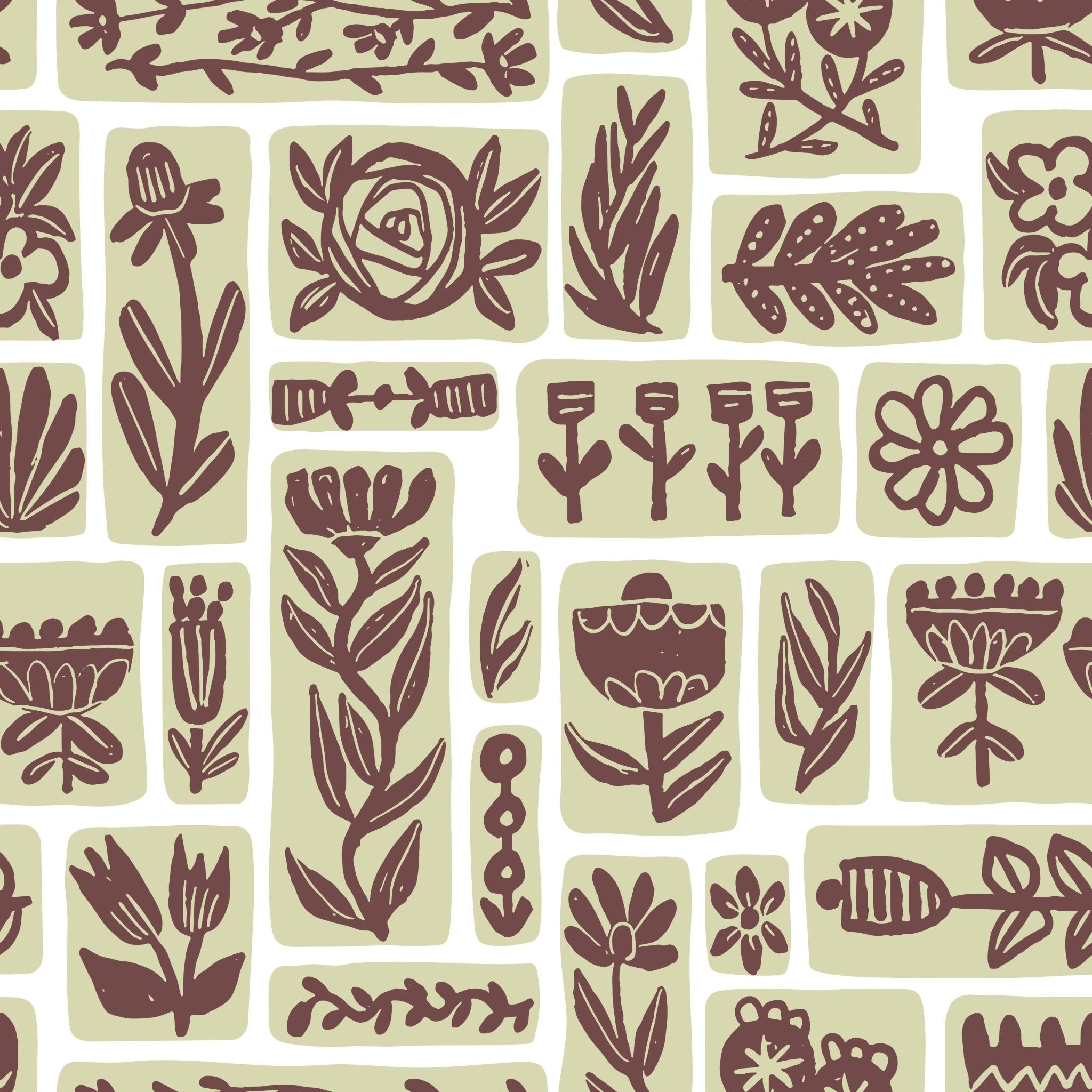 Green Floral Grid - Tomono