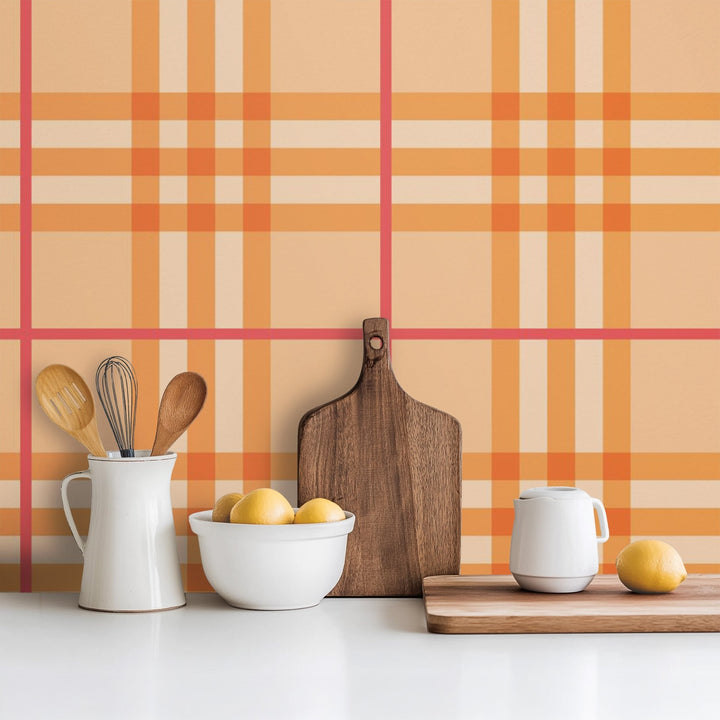 Orange Tartan Pattern - Tomono