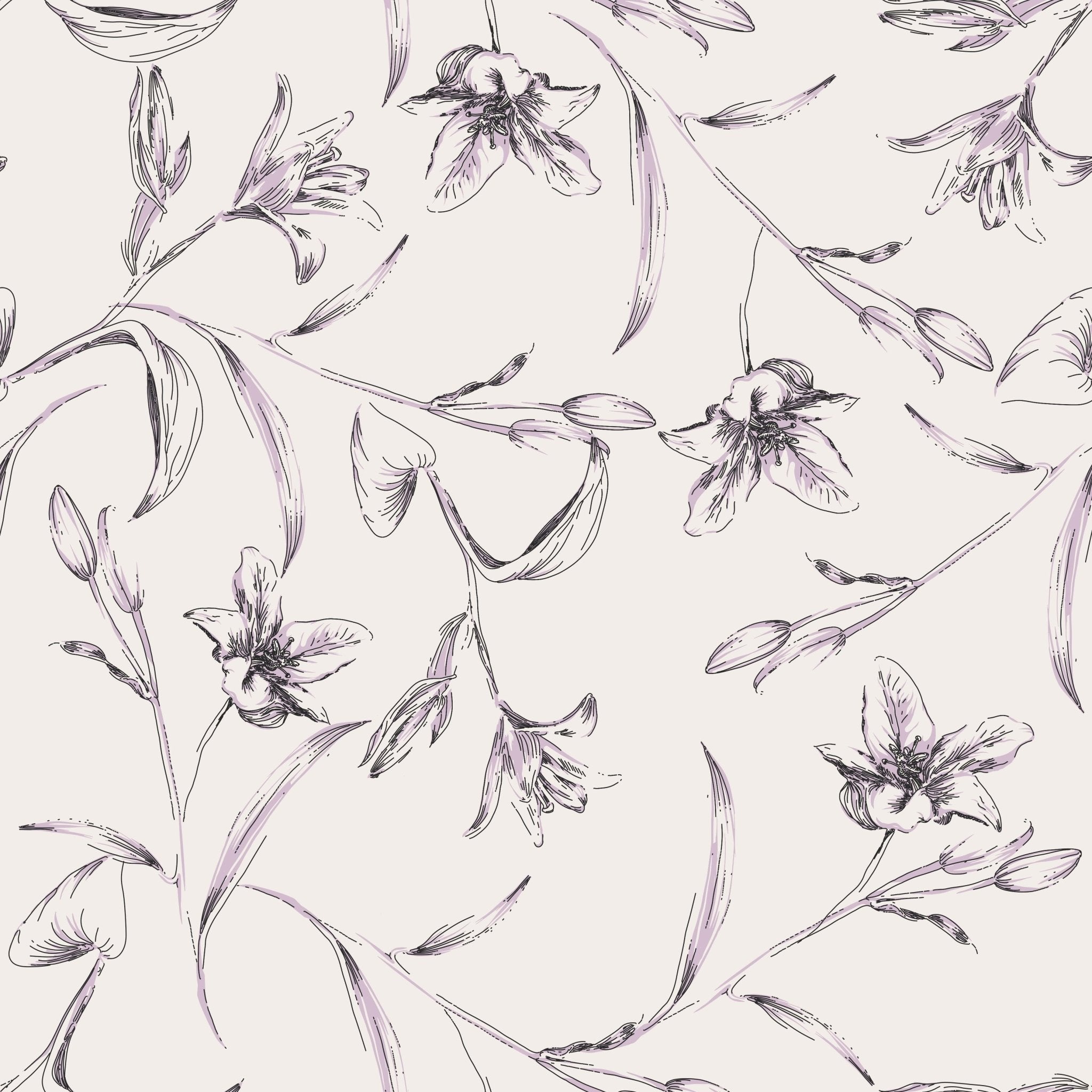 Outline Lily Fowers - Tomono