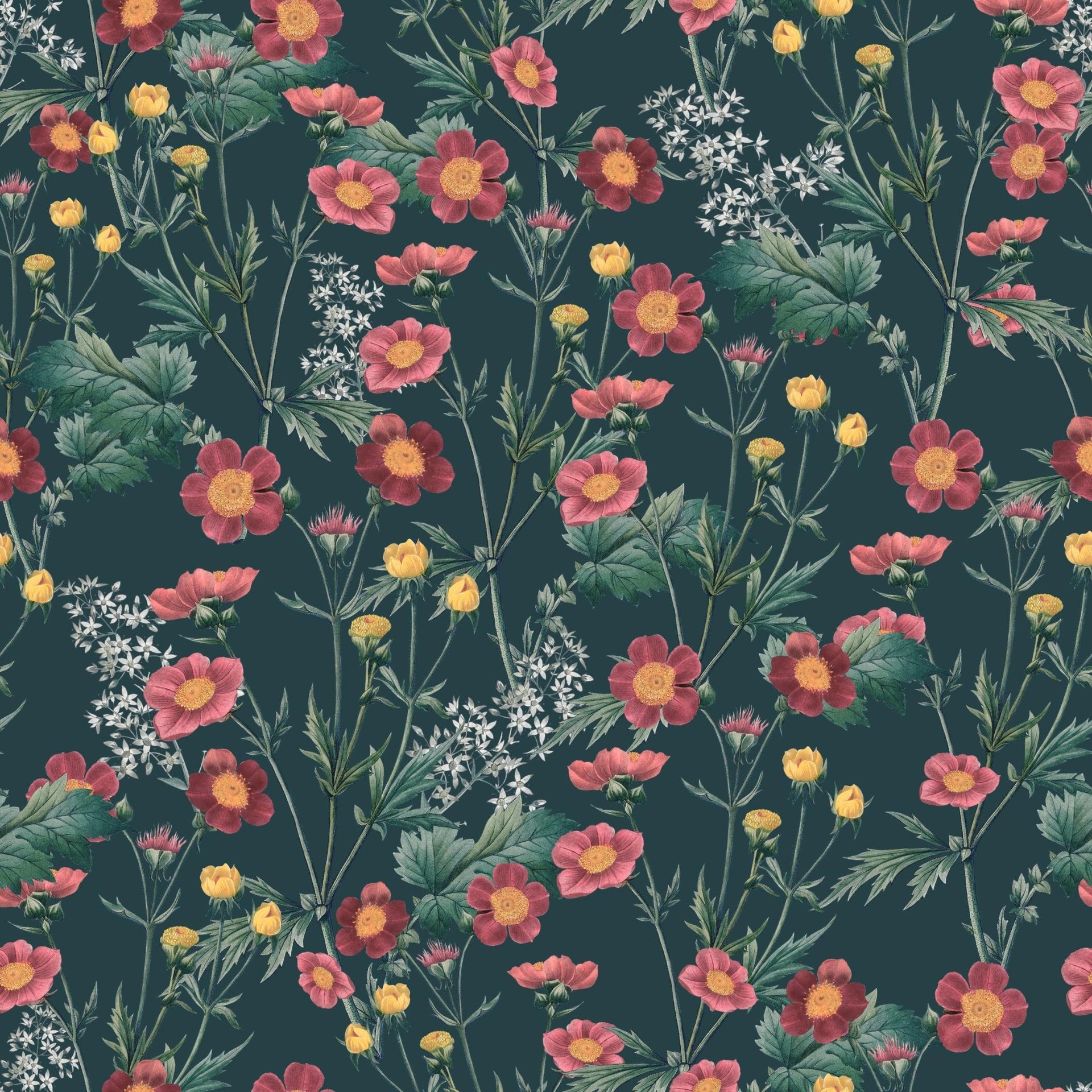 Red Flowers Pattern - Tomono