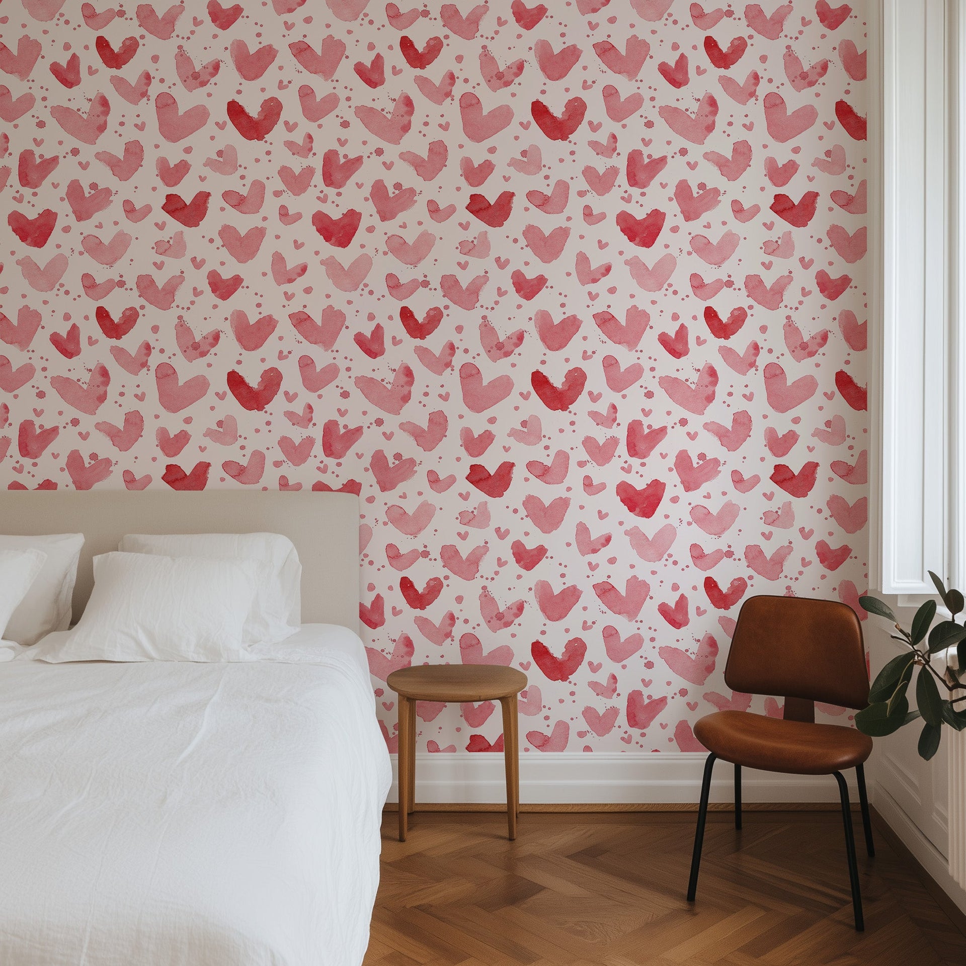 Red Watercolor Hearts - Tomono