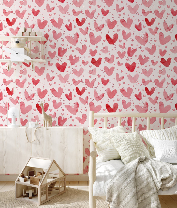 Red Watercolor Hearts - Tomono