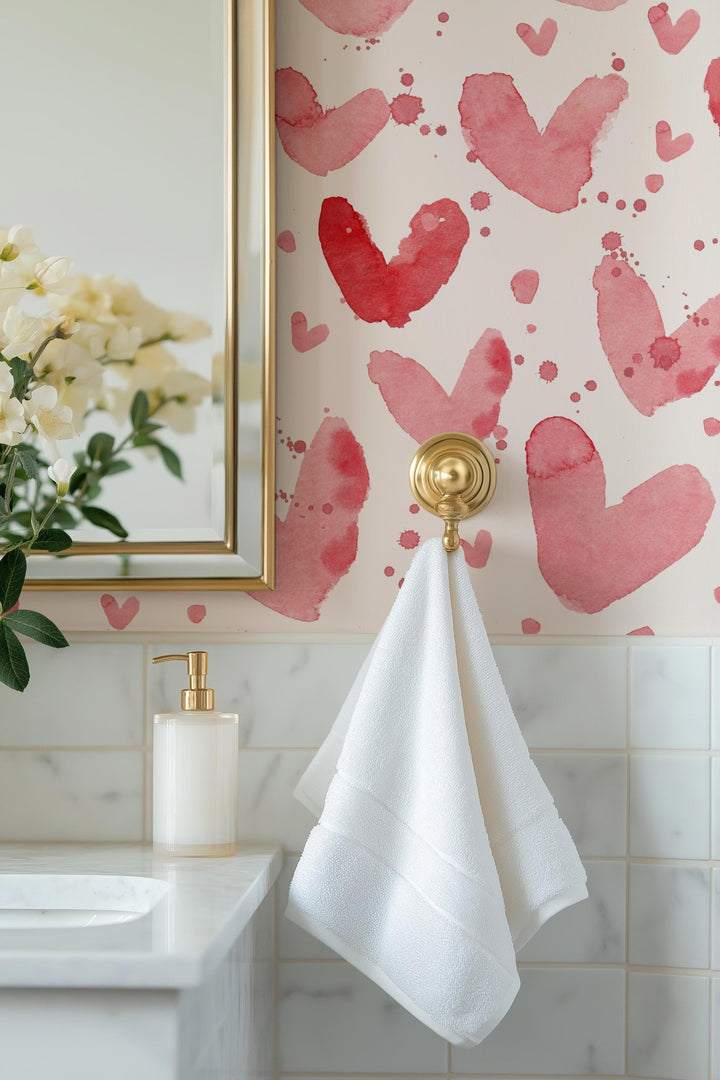 Red Watercolor Hearts - Tomono