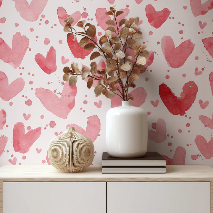 Red Watercolor Hearts - Tomono