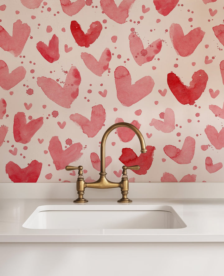 Red Watercolor Hearts - Tomono