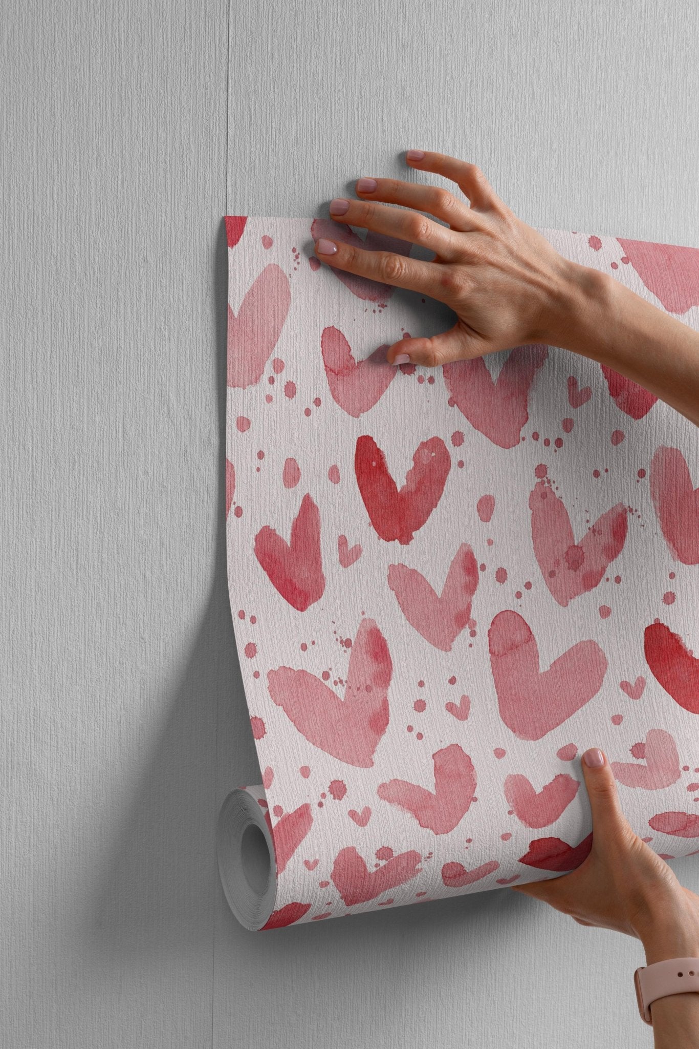 Red Watercolor Hearts - Tomono