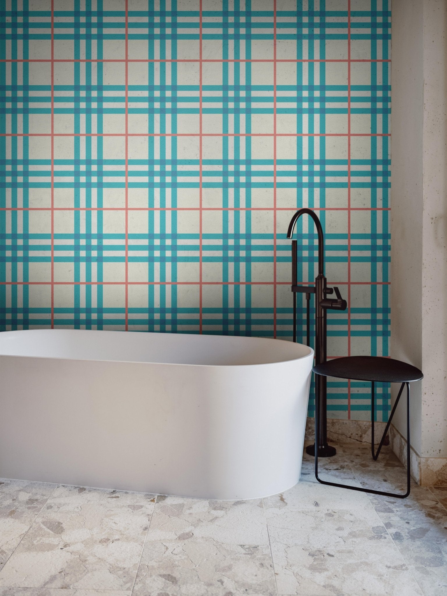 Sky Blue Tartan Pattern - Tomono