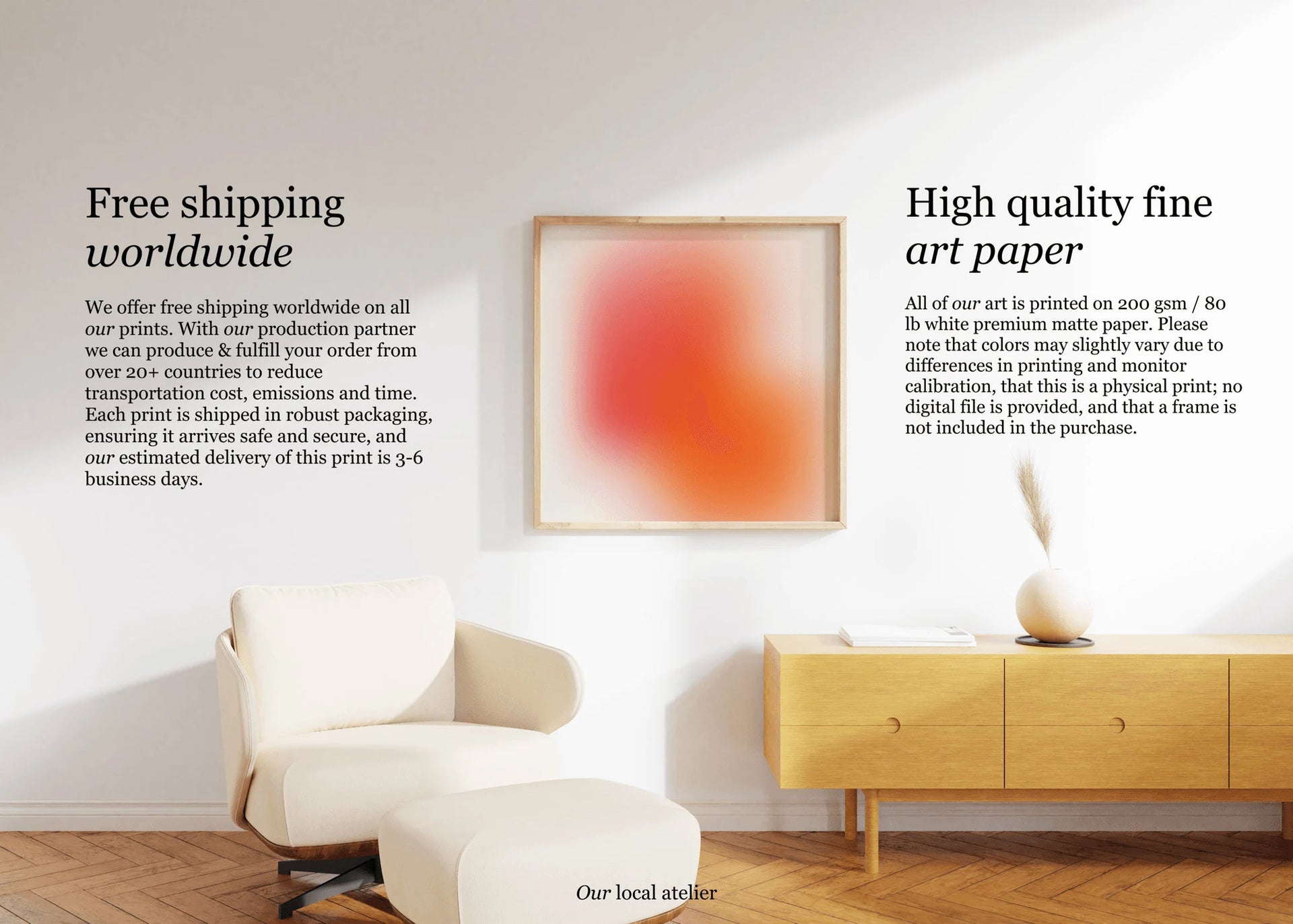 ORANGE ABSTRACT PRINT | Color Gradient Print | Unique Home Decor Gift | Square Art Print | Our Local Atelier