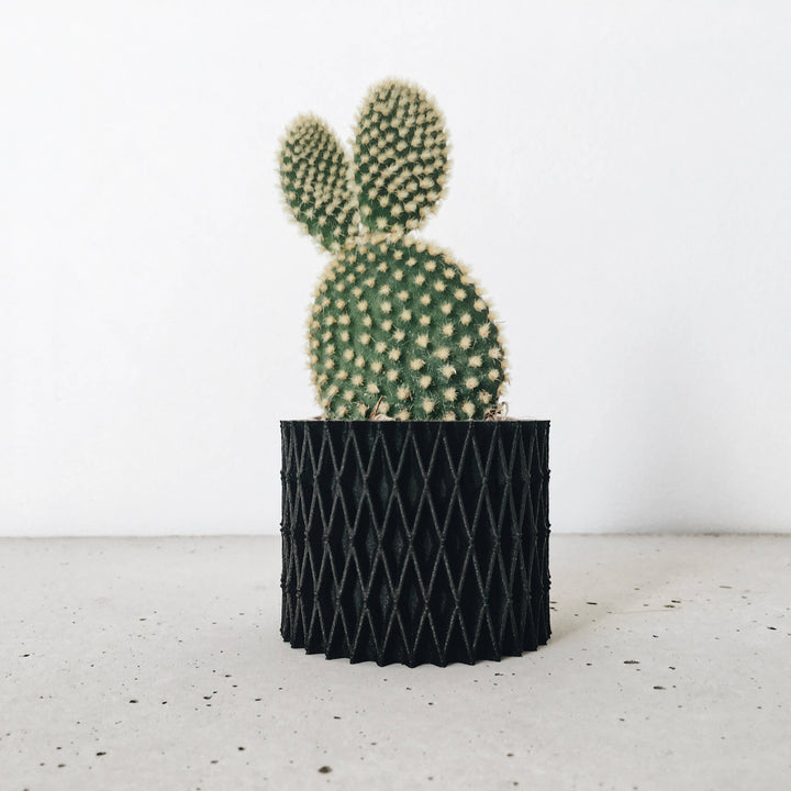 3 Small Black Wooden Planters