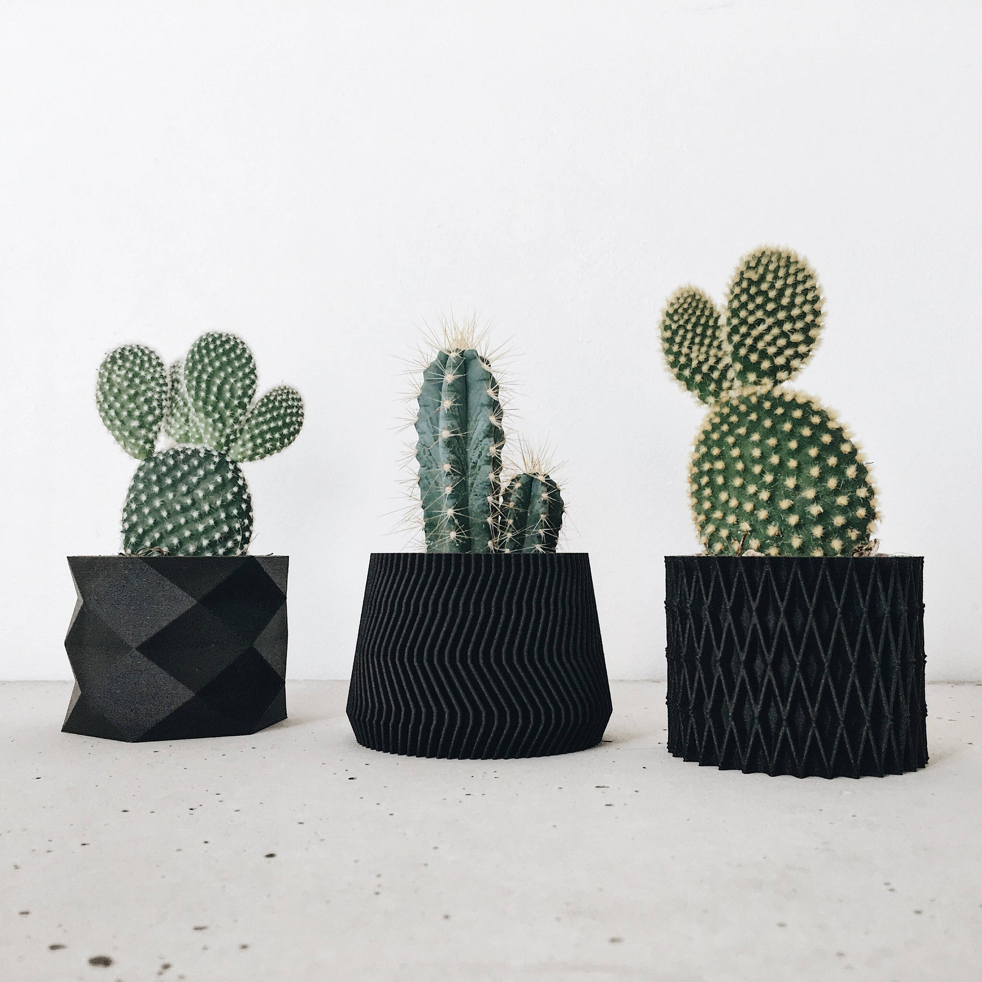 3 Small Black Wooden Planters