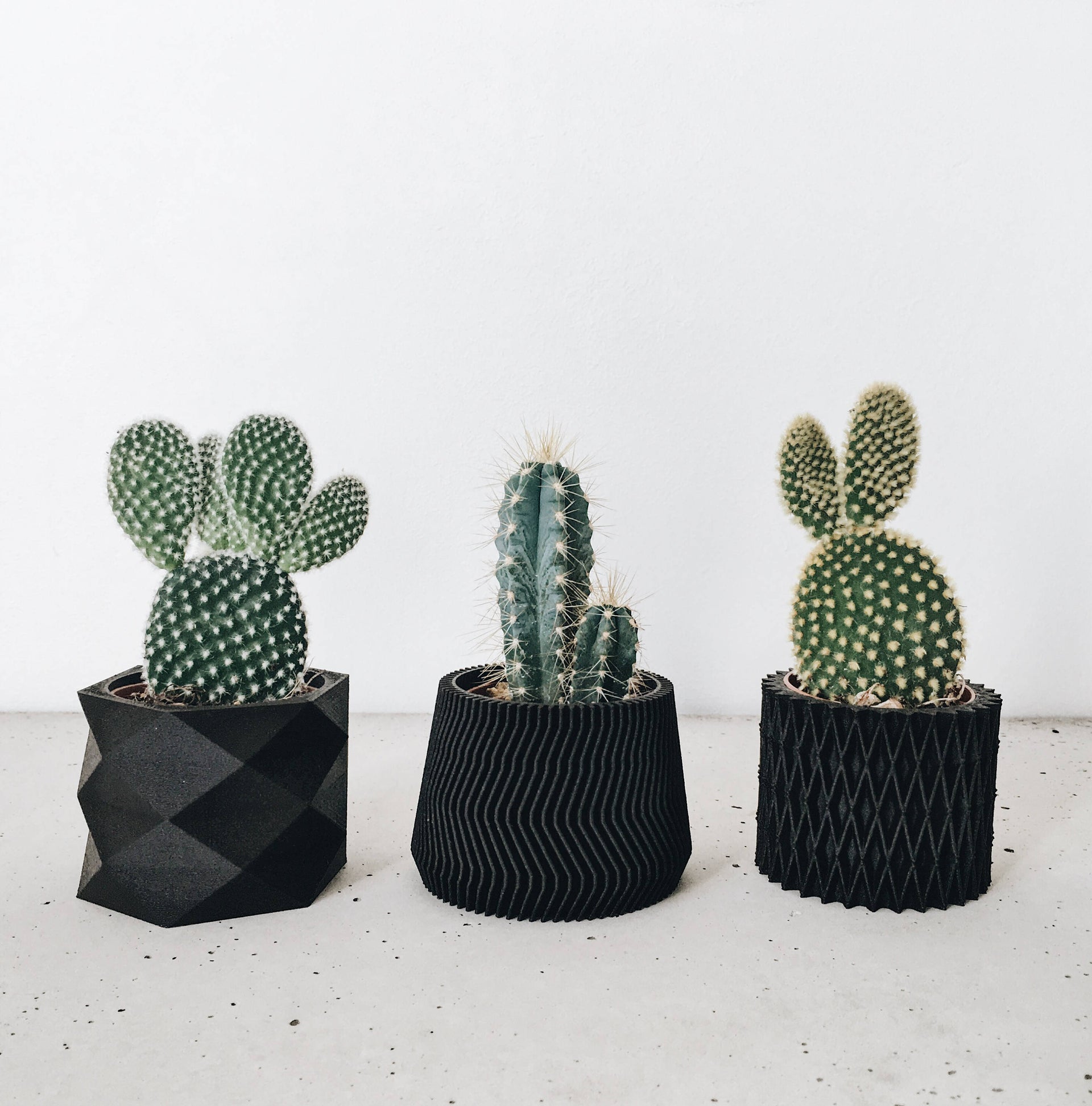 3 Small Black Wooden Planters