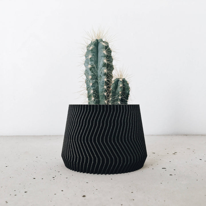 3 Small Black Wooden Planters