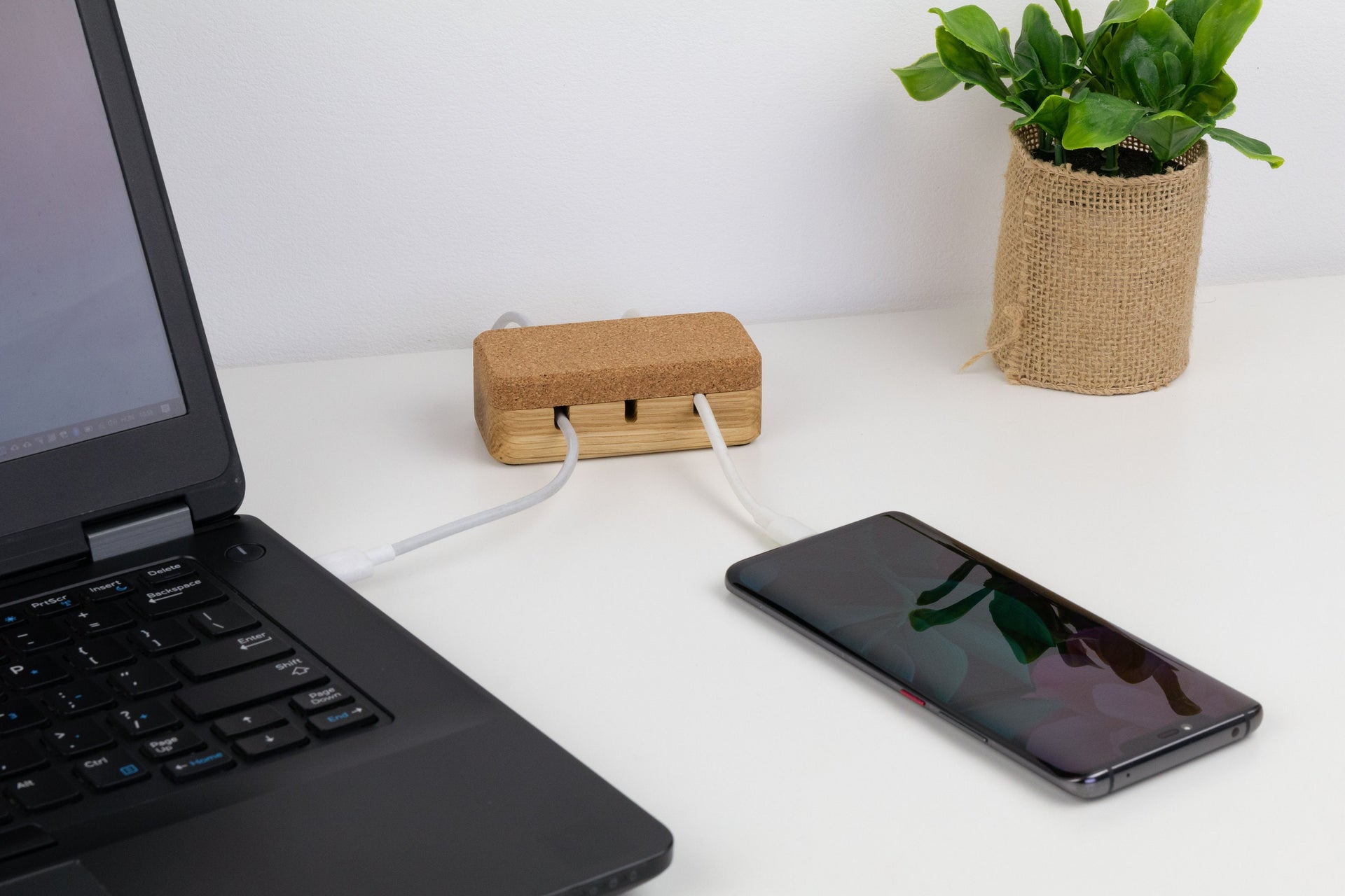 Magnetic Oak Wood Cable and Cord Organizer, 3 Slots with Suction Pads on Bottom, Custom Width, Desk Management and Organizer