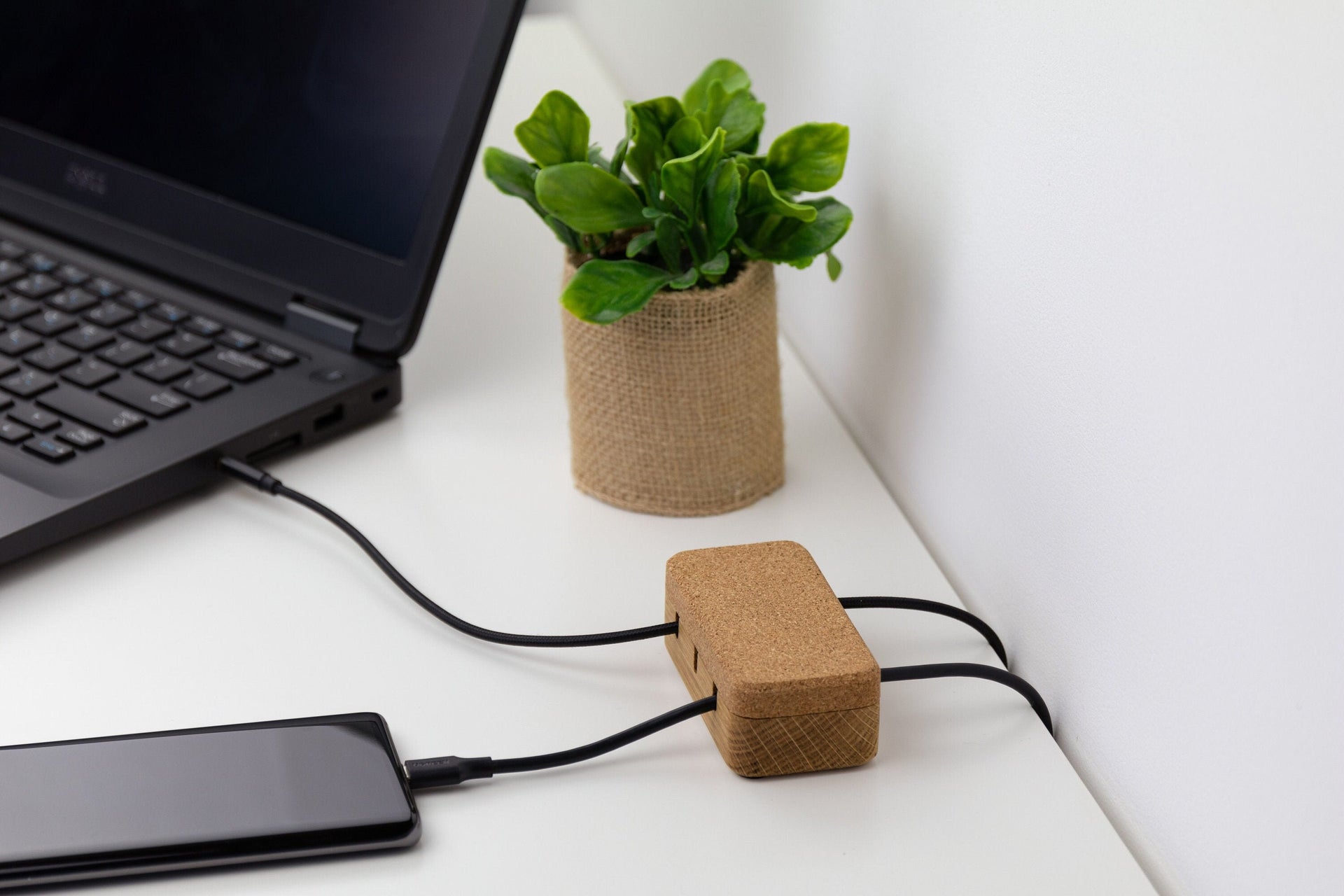 Magnetic Oak Wood Cable and Cord Organizer, 3 Slots with Suction Pads on Bottom, Custom Width, Desk Management and Organizer