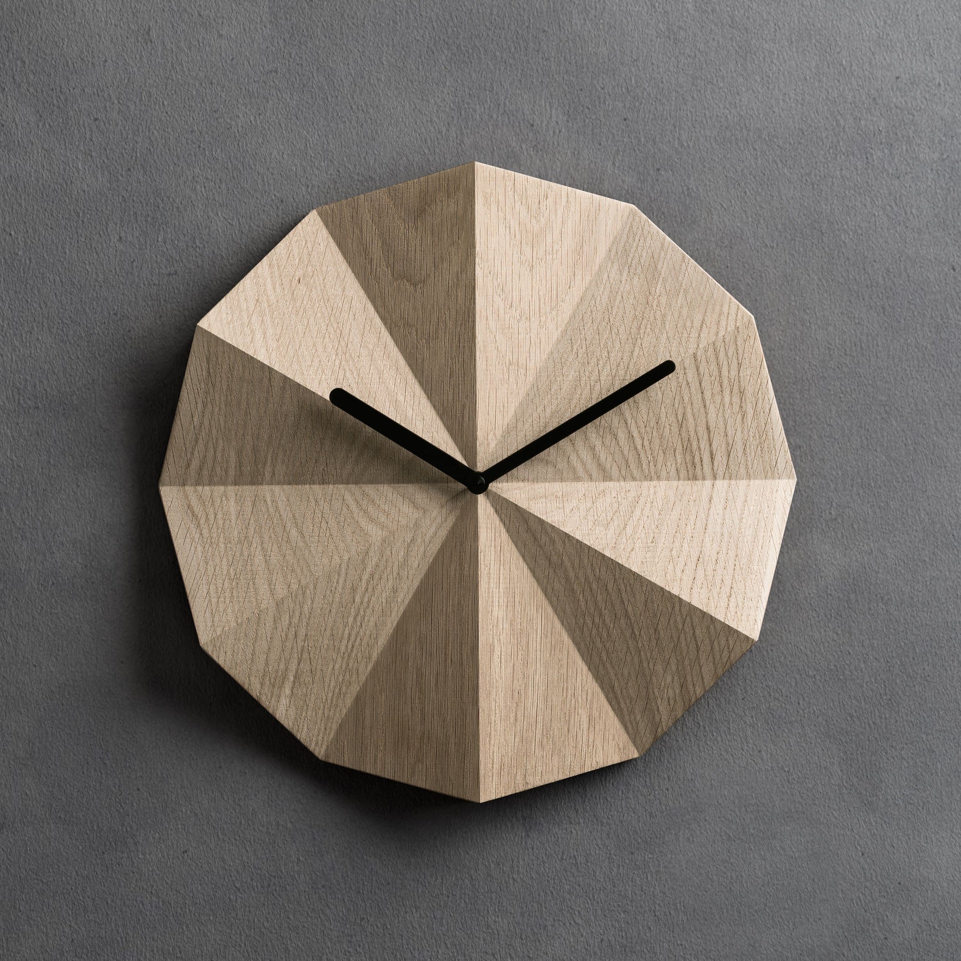 Delta Clock Oak • Minimalist Wooden Wall Clock • Natural Oak • Unique Home Wall Art • Office Decor