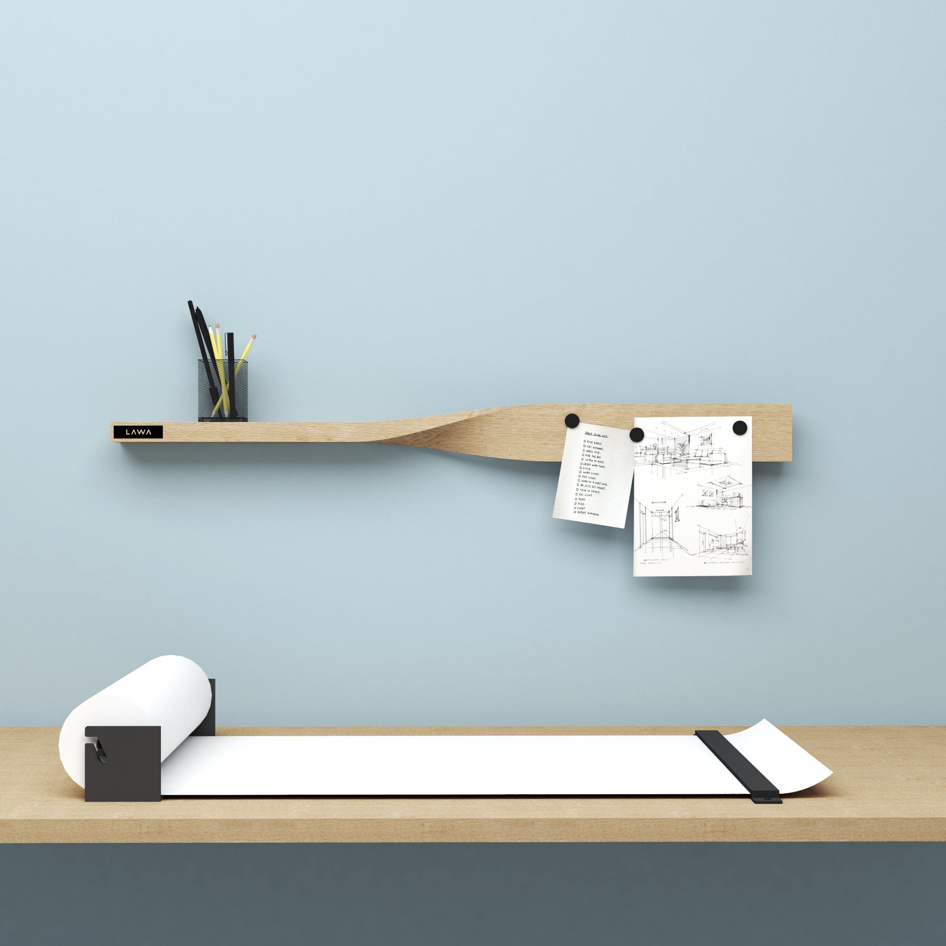 Twist Shelf Oak • Minimalist Wooden Shelf • Magnetic Knife Rack • Natural Oak • Modern Home Decor
